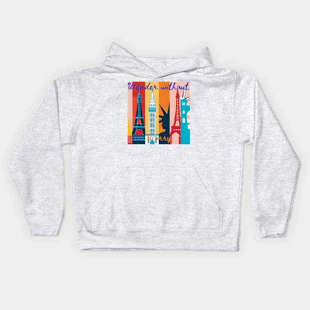 Wander Without Worry Kids Hoodie by Weird Lines
